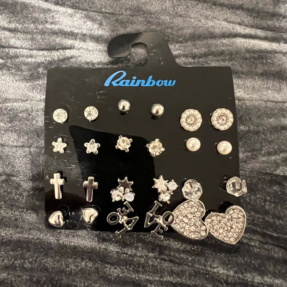 Rainbow Silver Earring Set